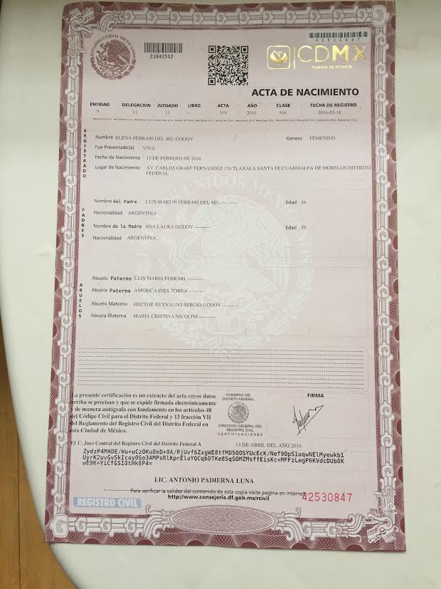 Acta de Nacimiento