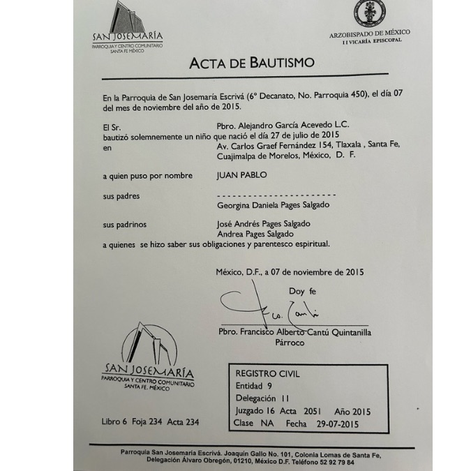 Acta de bautismo