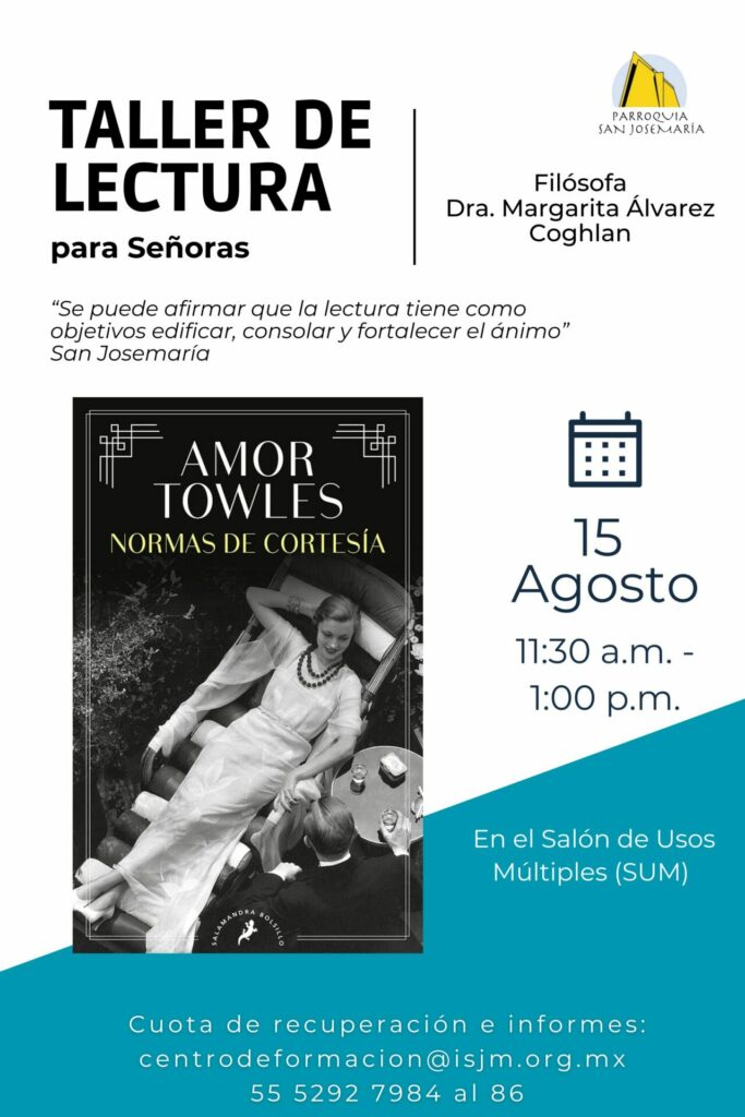 Taller de Lectura para señoras-Libro del mes de agosto